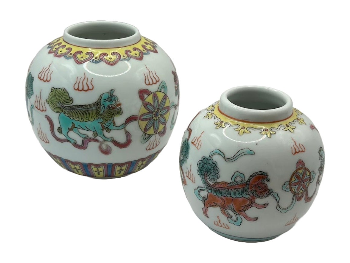 Prachtige Handbeschilderde Chinese Vaas Set - Traditioneel Drakenmotief
