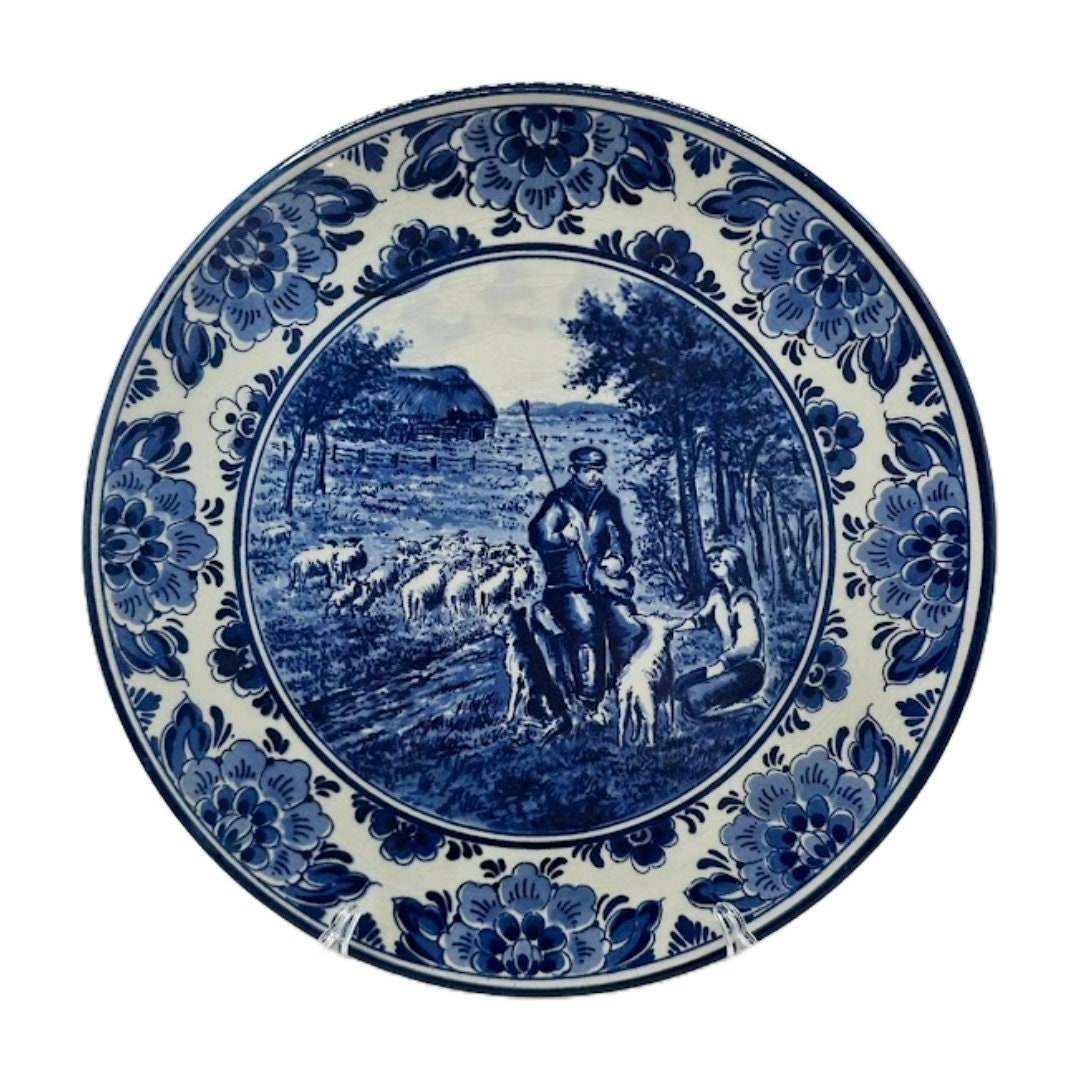 Elegant Delftsblauw Decoratiebord - Klaar om op te Hangen!