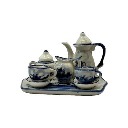 Prachtig Delfts Blauw Miniatuur Poppenservies - Een Stukje Nederlandse Traditie!