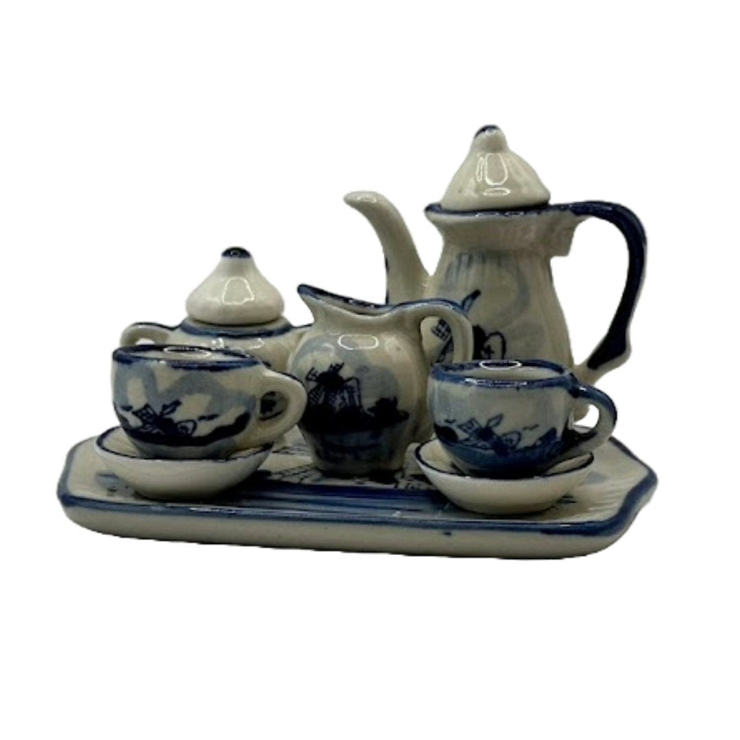 Prachtig Delfts Blauw Miniatuur Poppenservies - Een Stukje Nederlandse Traditie!