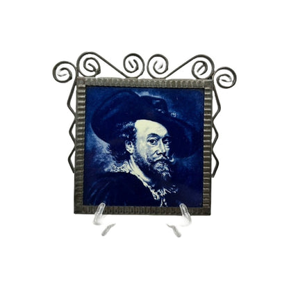 Prachtige Delftsblauwe Tegel met Peter Paul Rubens Afbeelding - Een Stukje Nederlandse Kunstgeschiedenis!