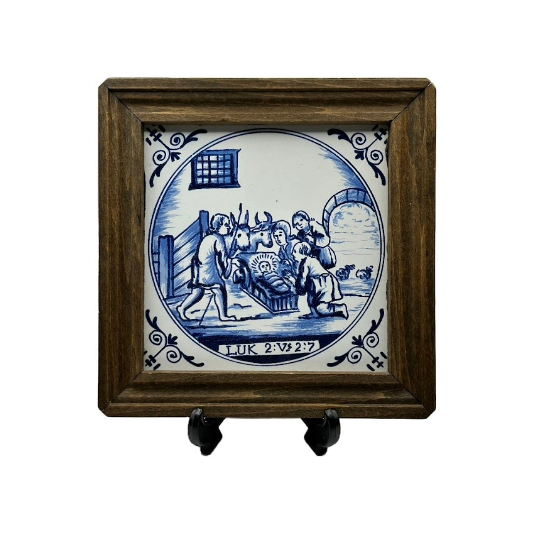 Prachtig Ingelijste Delftsblauwe Tegel - Een Tijdloze Uiting van Nederlands Erfgoed!