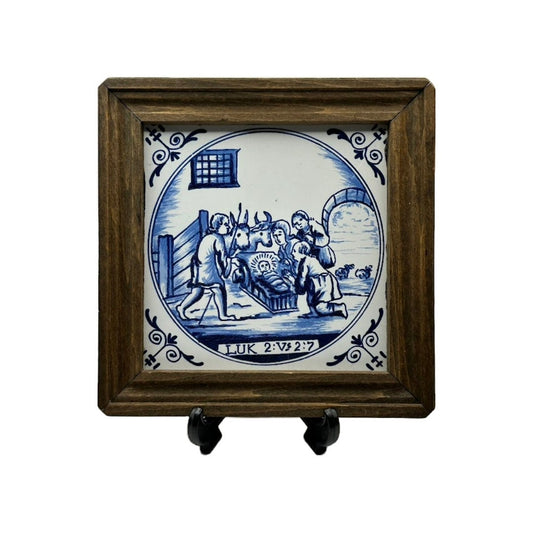 Prachtig Ingelijste Delftsblauwe Tegel - Een Tijdloze Uiting van Nederlands Erfgoed!