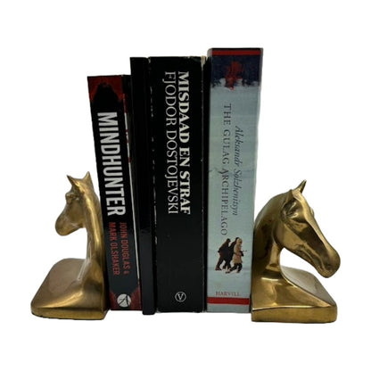 Vintage Messing/Bronzen Boekensteunen Paardenhoofd - Tijdloze Paardenpracht! - Moms gift