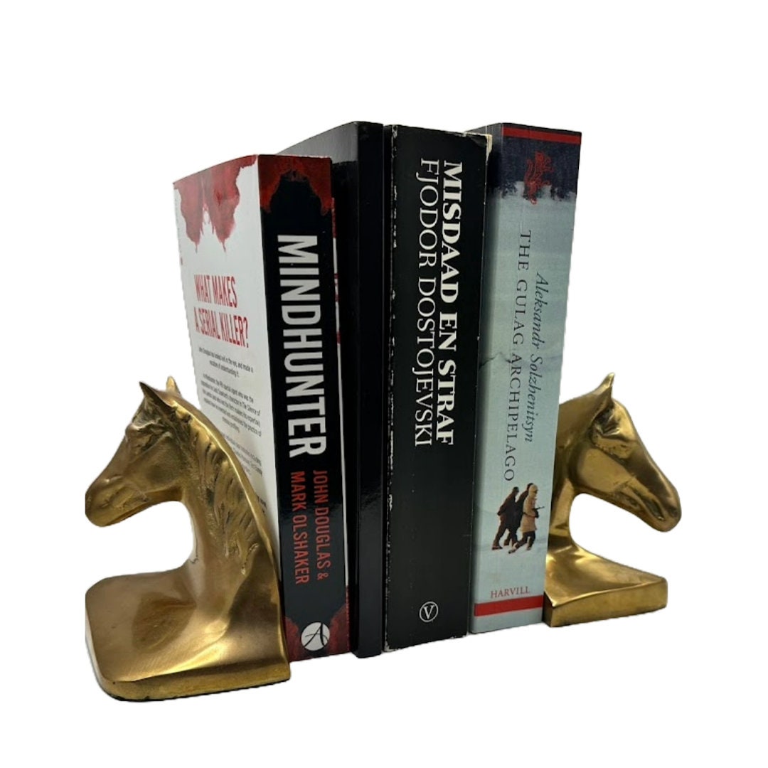 Vintage Messing/Bronzen Boekensteunen Paardenhoofd - Tijdloze Paardenpracht! - Moms gift