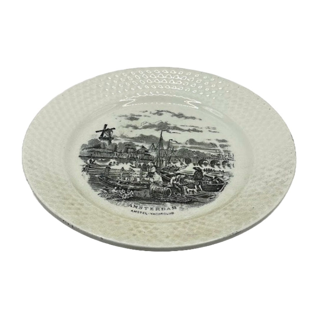 Vintage Nederlandse Havenstad Bordjes Set van 3 - Amsterdam, Rotterdam, Arnhem