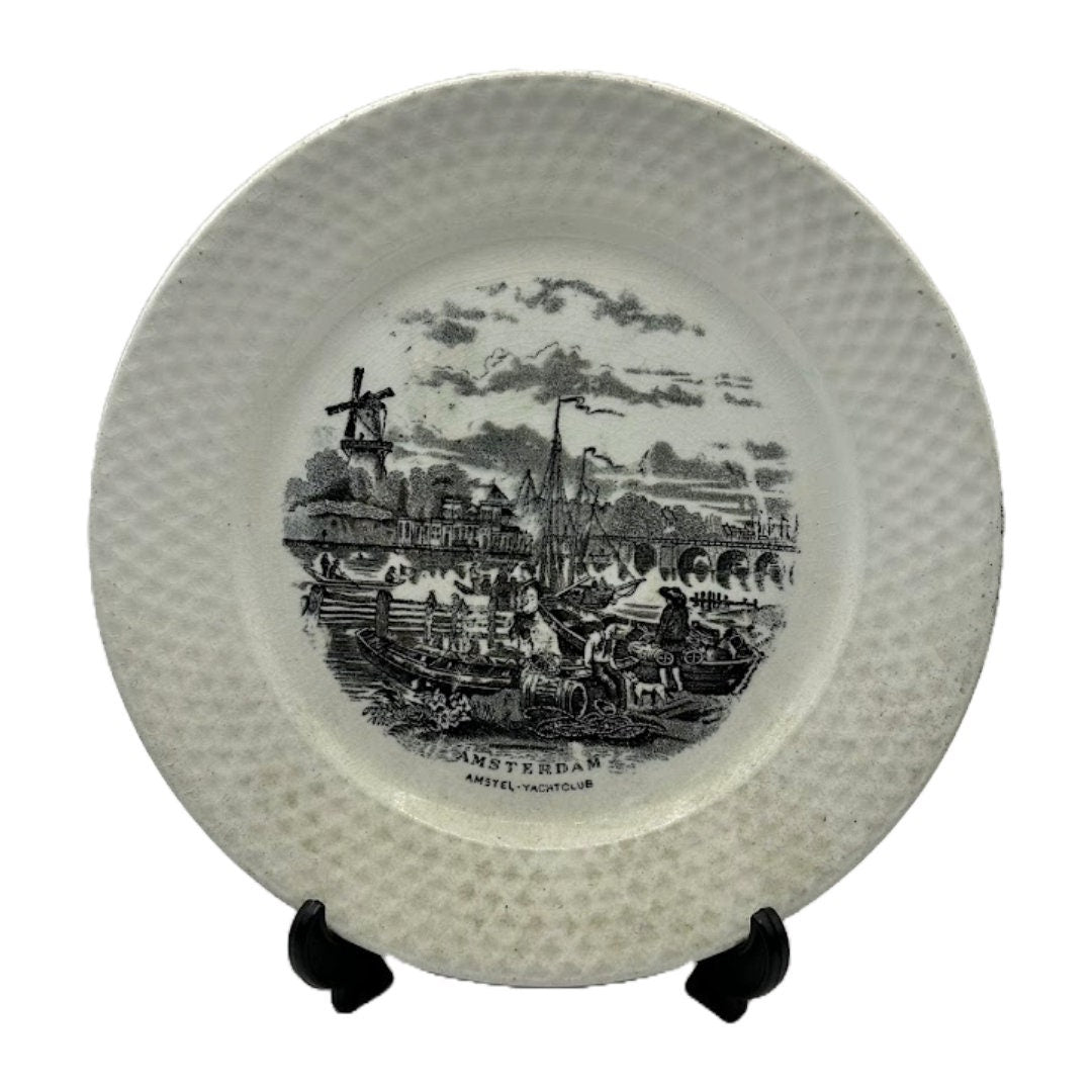 Vintage Nederlandse Havenstad Bordjes Set van 3 - Amsterdam, Rotterdam, Arnhem