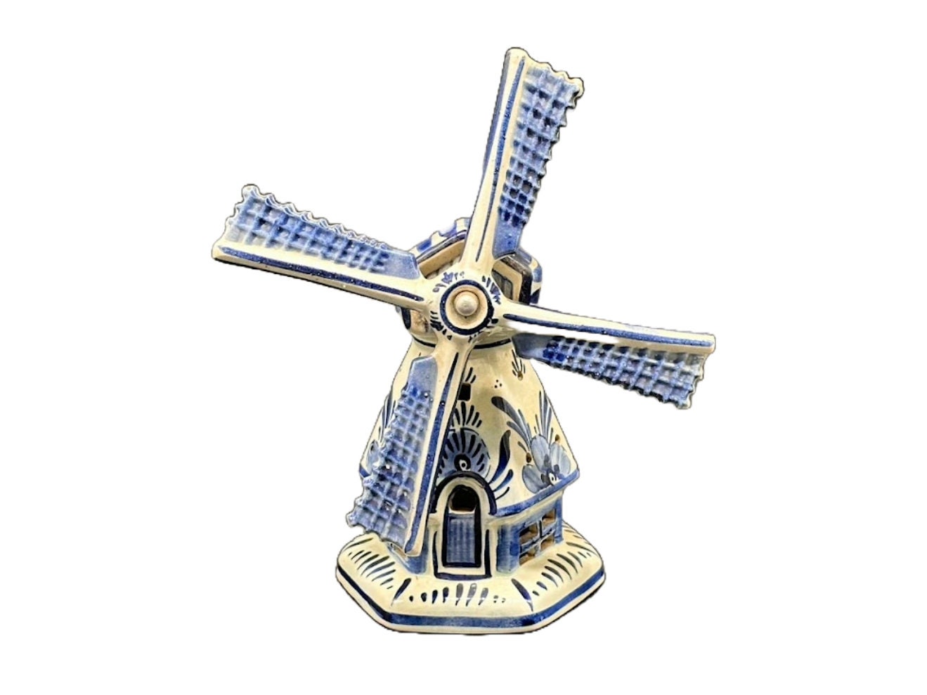 Delfts Blauwe Molen (Windmolen) - 25 cm / 10 inch - Perfecte vintage conditie - Delft- Handwerk - Handgeschilderd - Verzamelopbject