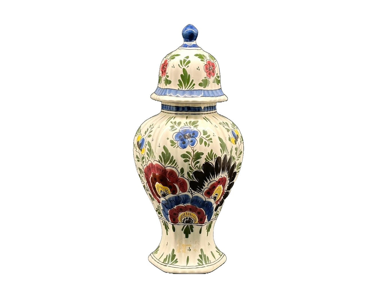 Kleurrijke Delfts Blauwe Vaas - Perfecte vintage conditie - Delft- Handwerk - Handgeschilderd - Verzamelopbject - Gratis verzending