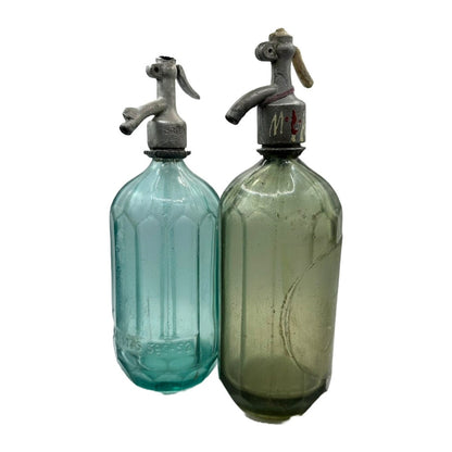 Set of 2 Colorful Siphon Soda Spray Bottles - Vibrant Decoration for Living Room or Mancave!