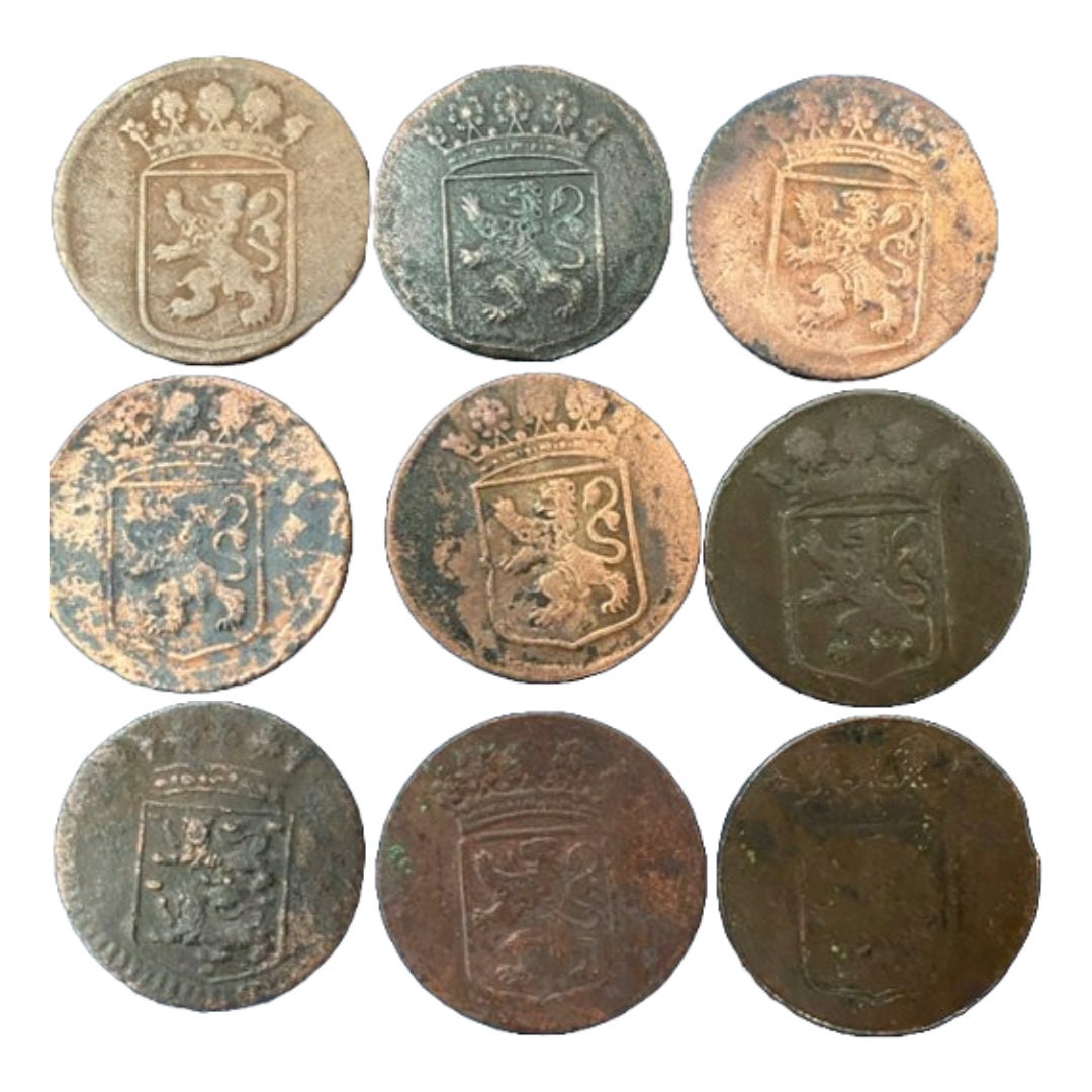 Set van 9 VOC Duiten - Historische Schatten uit de Gouden Eeuw!