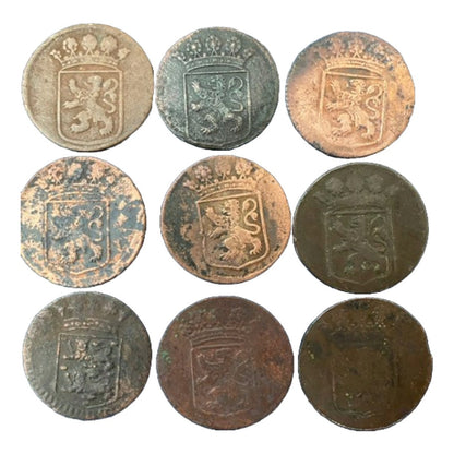 Set van 9 VOC Duiten - Historische Schatten uit de Gouden Eeuw!