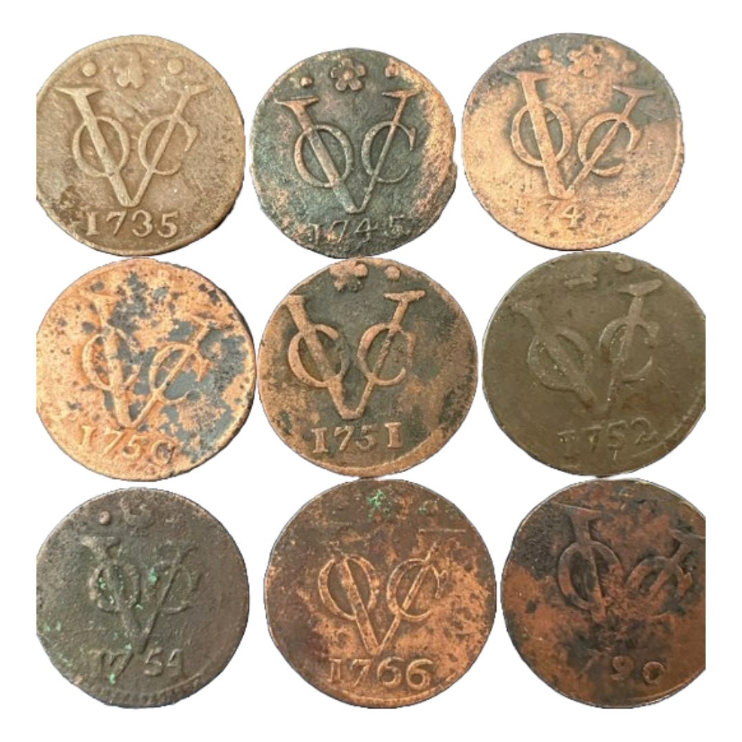 Set van 9 VOC Duiten - Historische Schatten uit de Gouden Eeuw!