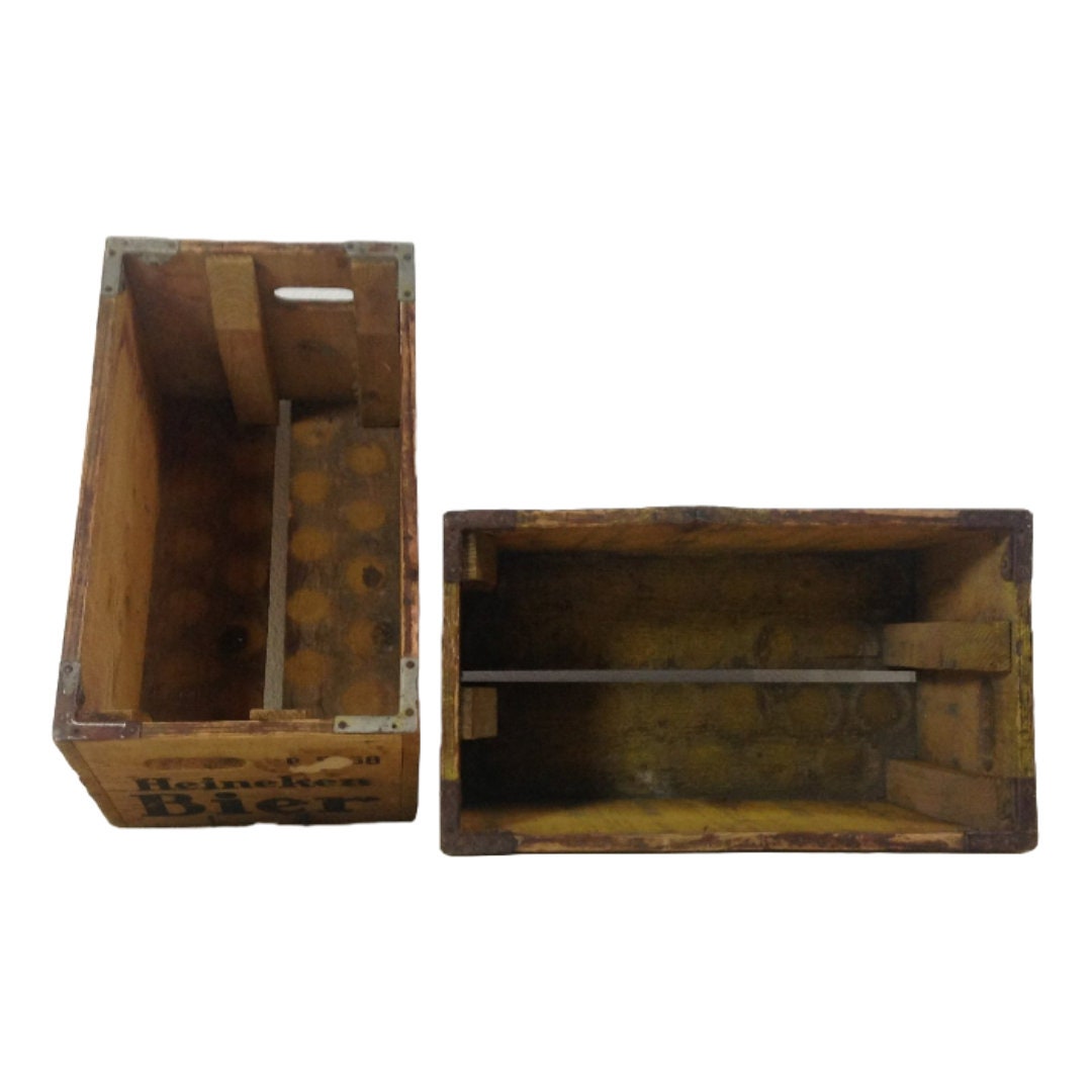 Set Vintage Heineken Houten Bierkistjes (2 stuks) - Nostalgische Schatten uit 1969!