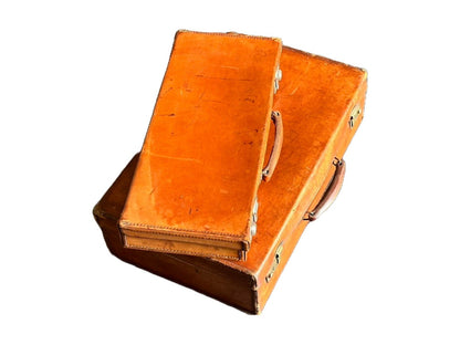 Stylish set of vintage brown leather English attaché cases from Chaney