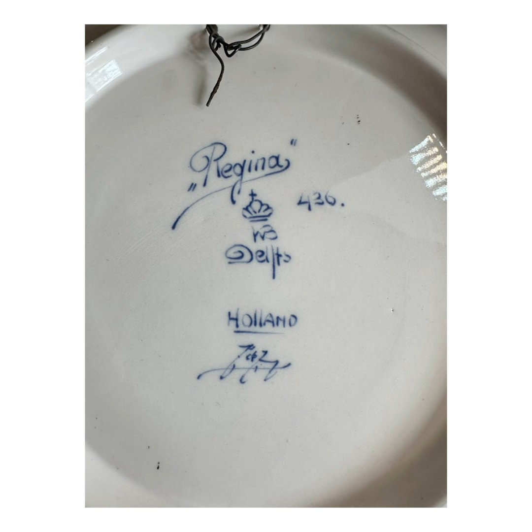 Vintage Delft Blue Plate with Jan Steen Painting - Regina Holland Collectible