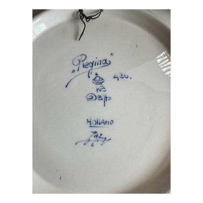 Vintage Delft Blue Plate with Jan Steen Painting - Regina Holland Collectible