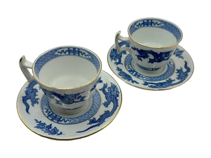 Beautiful set of 2 cups and saucers in Chinese style from Booth Silicon from England!