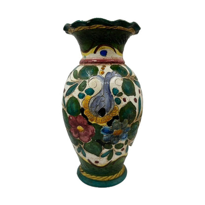 Prachtige Kleurrijke Dipinto a Mano Vaas uit de Jaren 40 - Vintage Italiaanse Schoonheid!