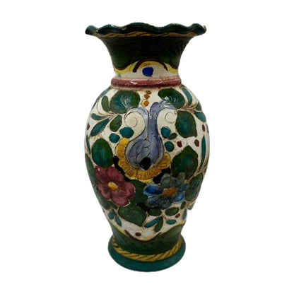 Prachtige Kleurrijke Dipinto a Mano Vaas uit de Jaren 40 - Vintage Italiaanse Schoonheid!
