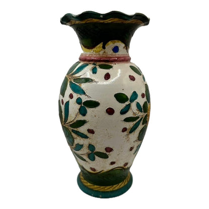 Prachtige Kleurrijke Dipinto a Mano Vaas uit de Jaren 40 - Vintage Italiaanse Schoonheid!