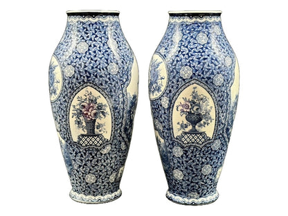 Prachtige Vooroorlogse Delfts Blauwe Stijl Vazen - Vintage Schoonheid!