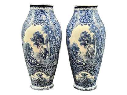 Prachtige Vooroorlogse Delfts Blauwe Stijl Vazen - Vintage Schoonheid!