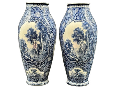 Prachtige Vooroorlogse Delfts Blauwe Stijl Vazen - Vintage Schoonheid!
