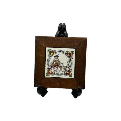 Hand-Painted Delft Blue Tile in Wooden Frame – Dutch Art in Small Format