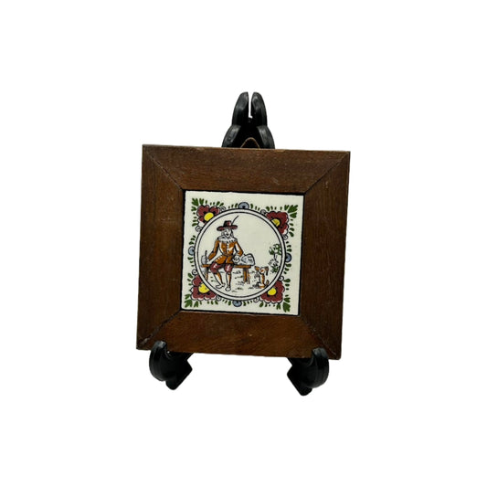 Hand-Painted Delft Blue Tile in Wooden Frame – Dutch Art in Small Format