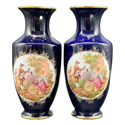Prachtige Limoges Porseleinen Vazen: Een Vleugje Franse Elegance