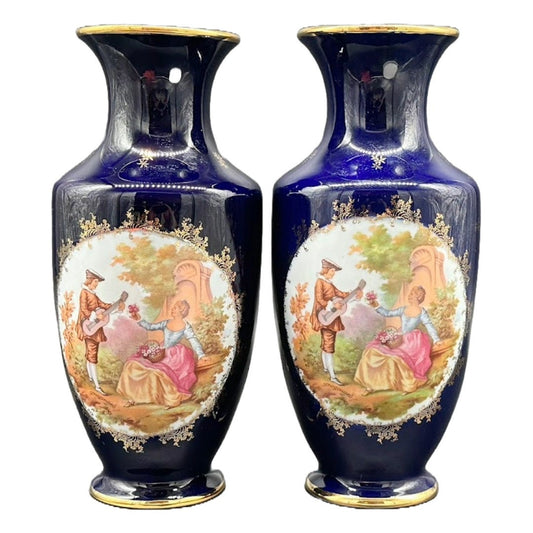 Prachtige Limoges Porseleinen Vazen: Een Vleugje Franse Elegance