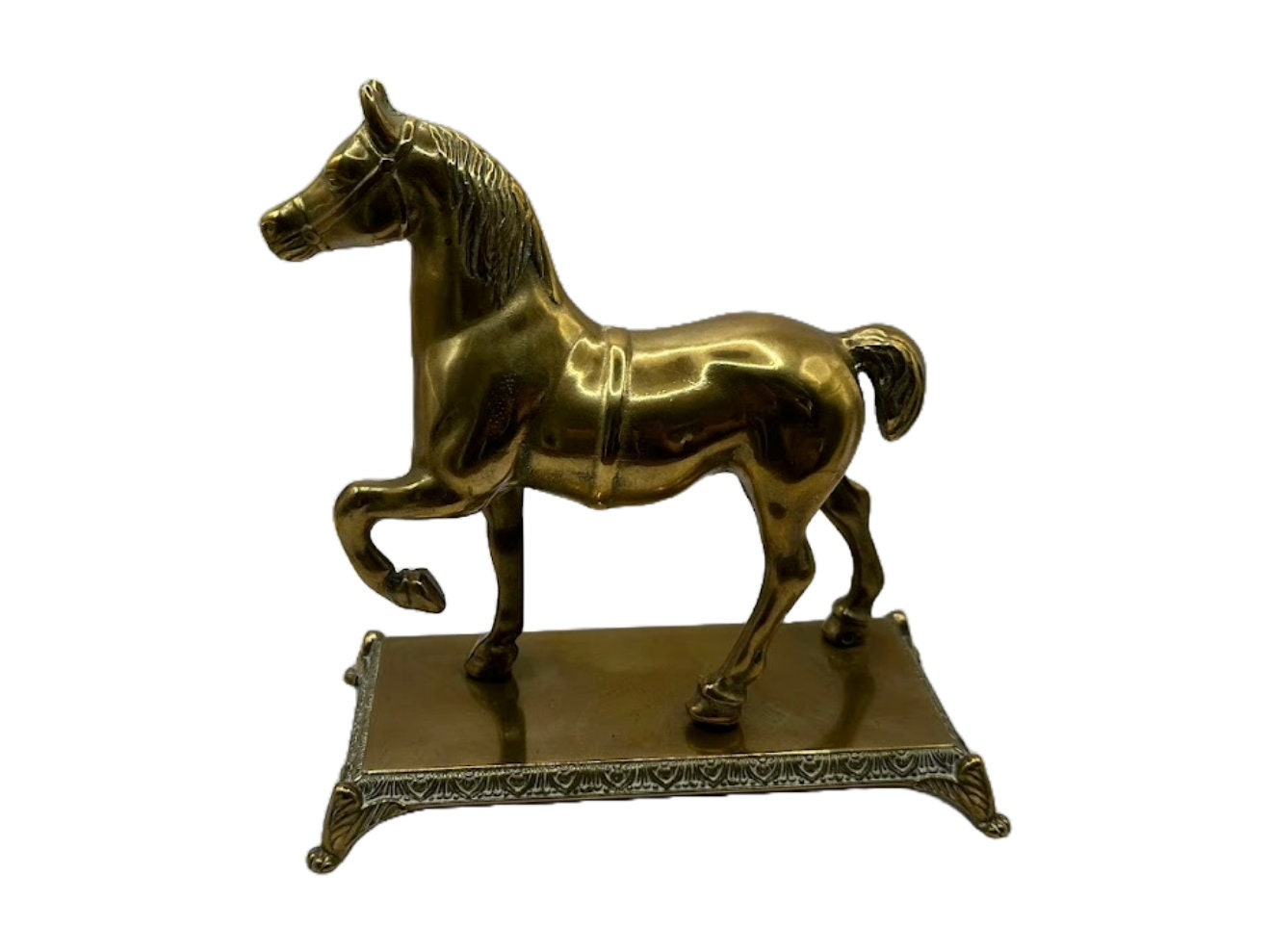 Prachtig Vintage Messing Paarden Beeld - 25 cm lang, 18 cm hoog - Vintage - Paard - Verzamelobject - Kunst - Horse - Gratis Verzending