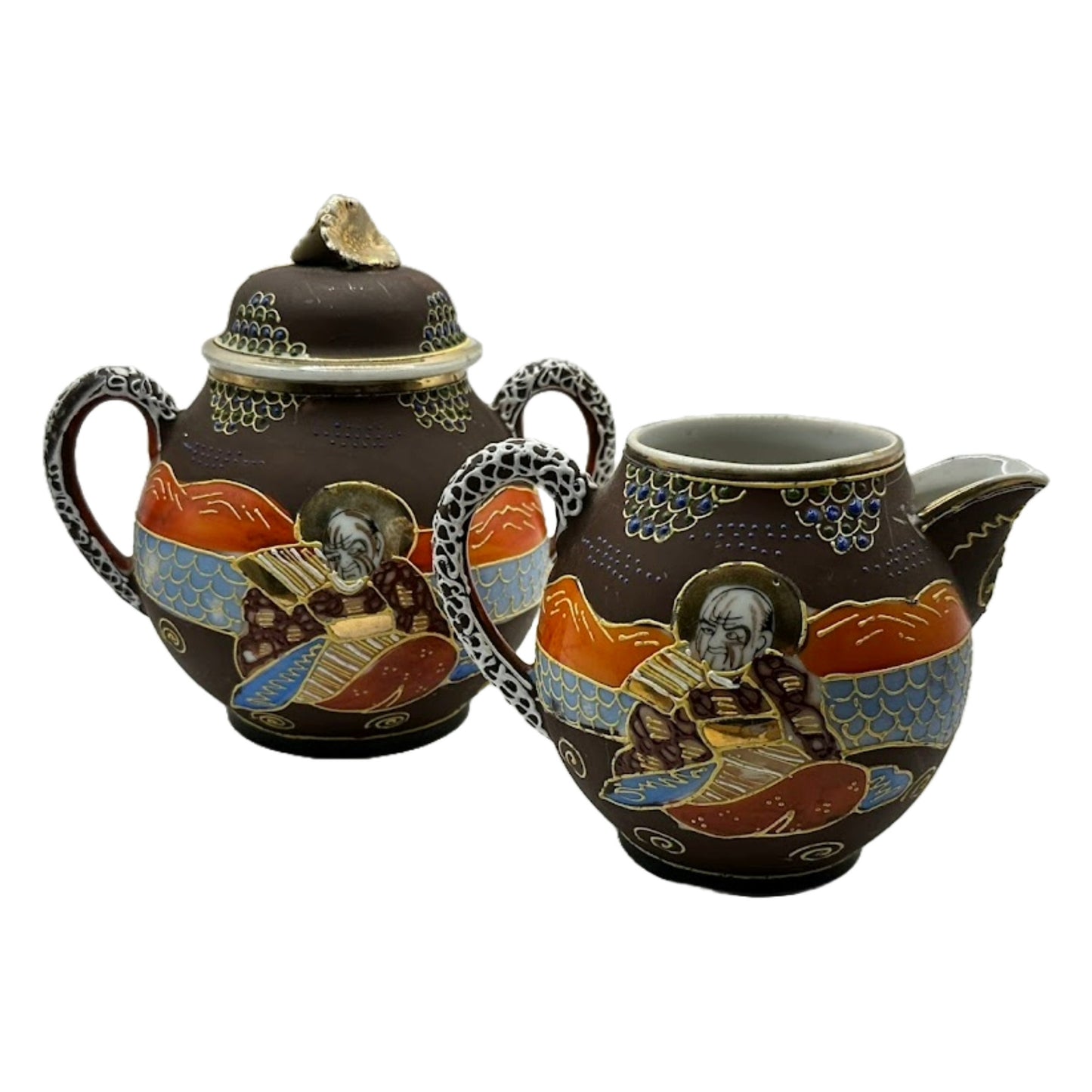 Beautifully Crafted Japanese (Satsuma) Milk Jug and Sugar Bowl Set – Hand-Painted Art from Japan