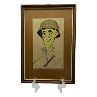 WWII Memorabilia - Framed Dutch Cartoon of General Hodges Wall Art - WO2 - Tweede Wereldoorlog - Gratis Verzending - Tekening - Schilderij
