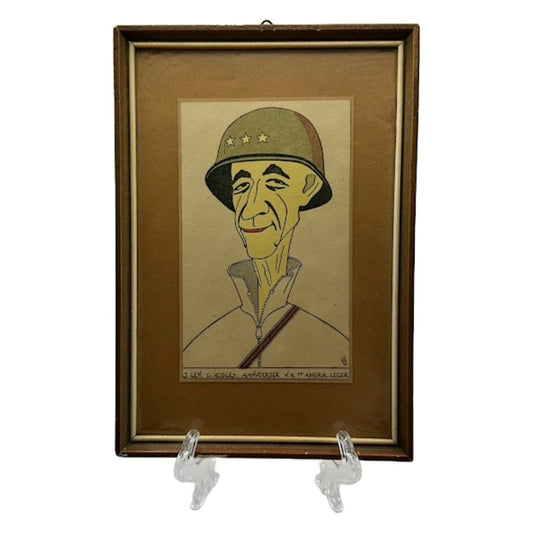 WWII Memorabilia - Framed Dutch Cartoon of General Hodges Wall Art - WO2 - Tweede Wereldoorlog - Gratis Verzending - Tekening - Schilderij