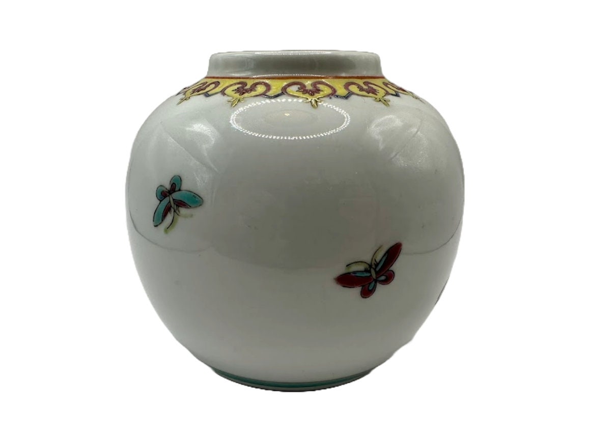 Beautiful Hand-painted Chinese Vase - Colorful Bird and Butterfly Motifs