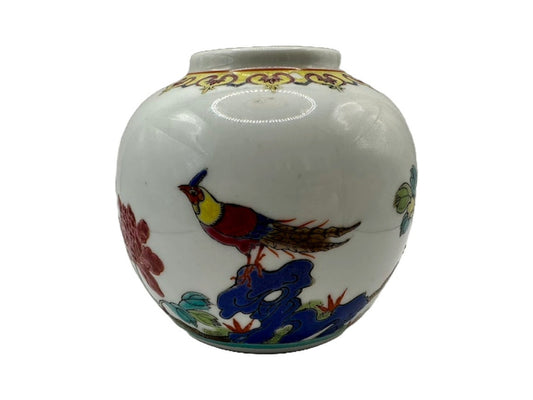 Prachtig Handgeschilderd Chinees Vaasje - Kleurrijke Vogel- en Vlindermotieven