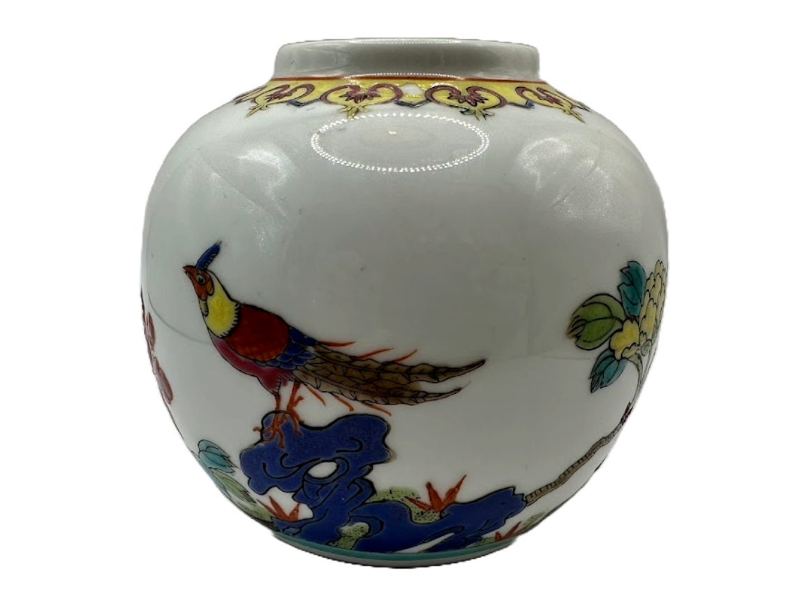 Beautiful Hand-painted Chinese Vase - Colorful Bird and Butterfly Motifs