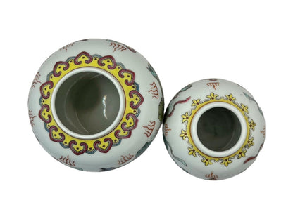 Prachtige Handbeschilderde Chinese Vaas Set - Traditioneel Drakenmotief