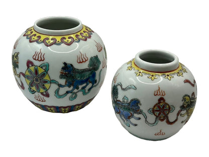 Prachtige Handbeschilderde Chinese Vaas Set - Traditioneel Drakenmotief