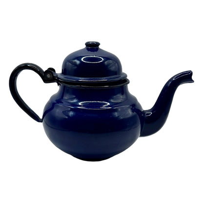 A beautiful set of blue enamel teapots (1930s - Vintage) - Eye-catcher - Made in the Netherlands - Antique - Free Shipping