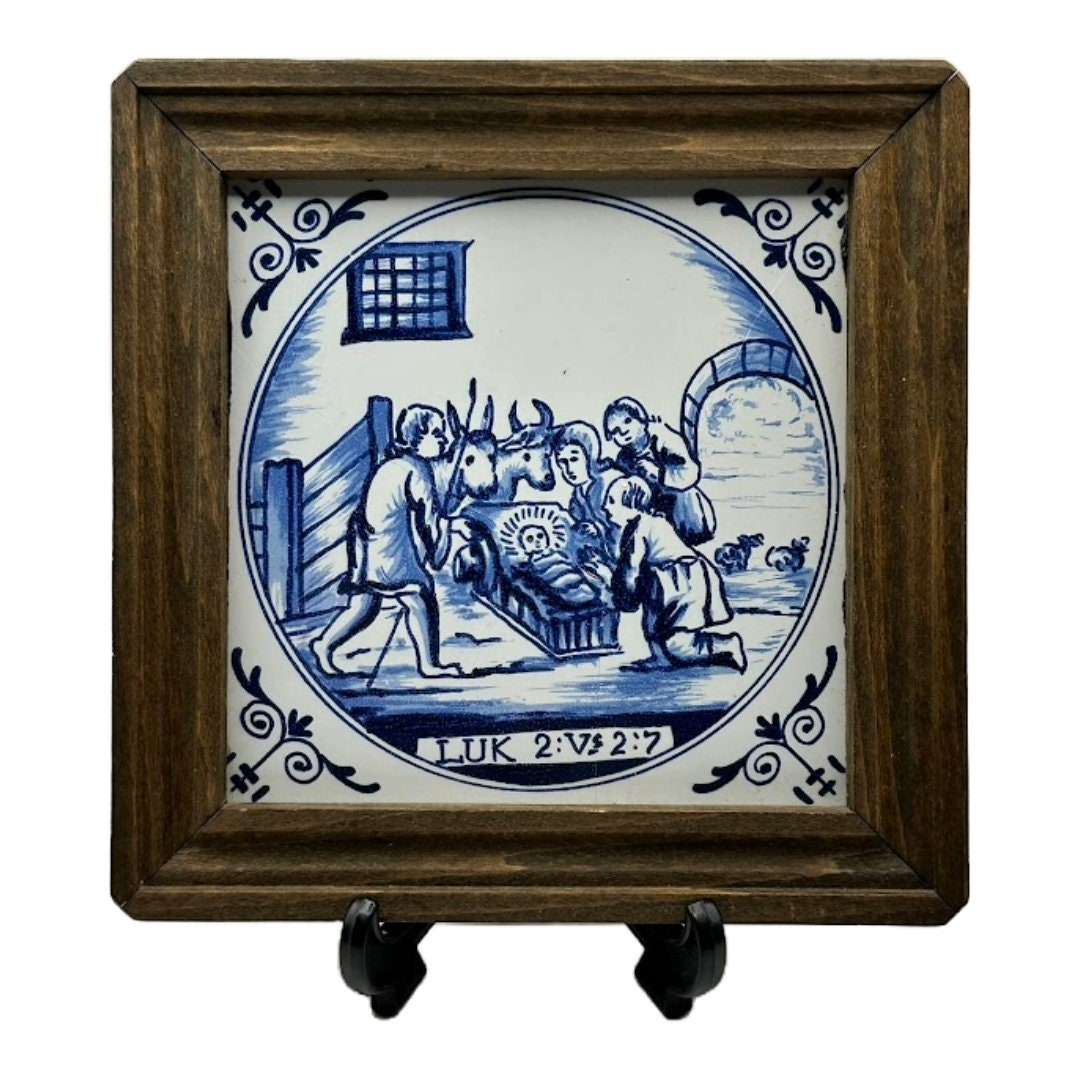 Prachtig Ingelijste Delftsblauwe Tegel - Een Tijdloze Uiting van Nederlands Erfgoed!