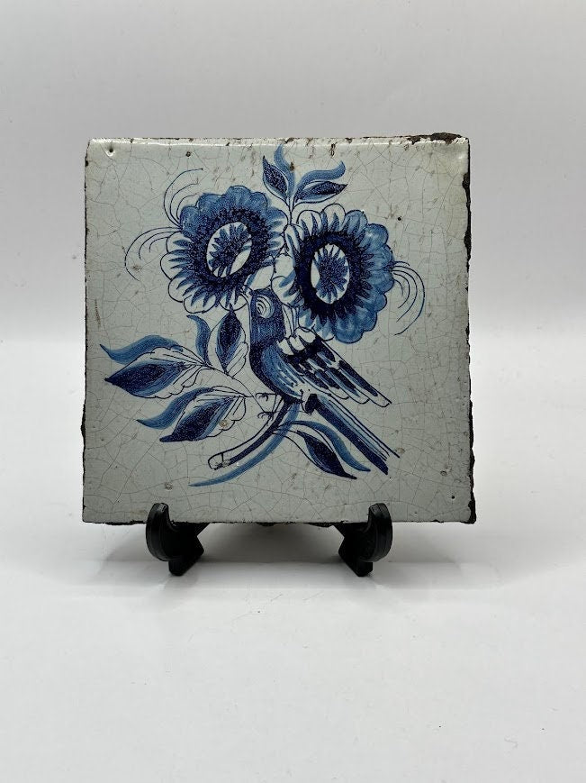 Zeldzaam 17e-Eeuws Delftsblauw Tegeltje - Een Tijdloze Schat!