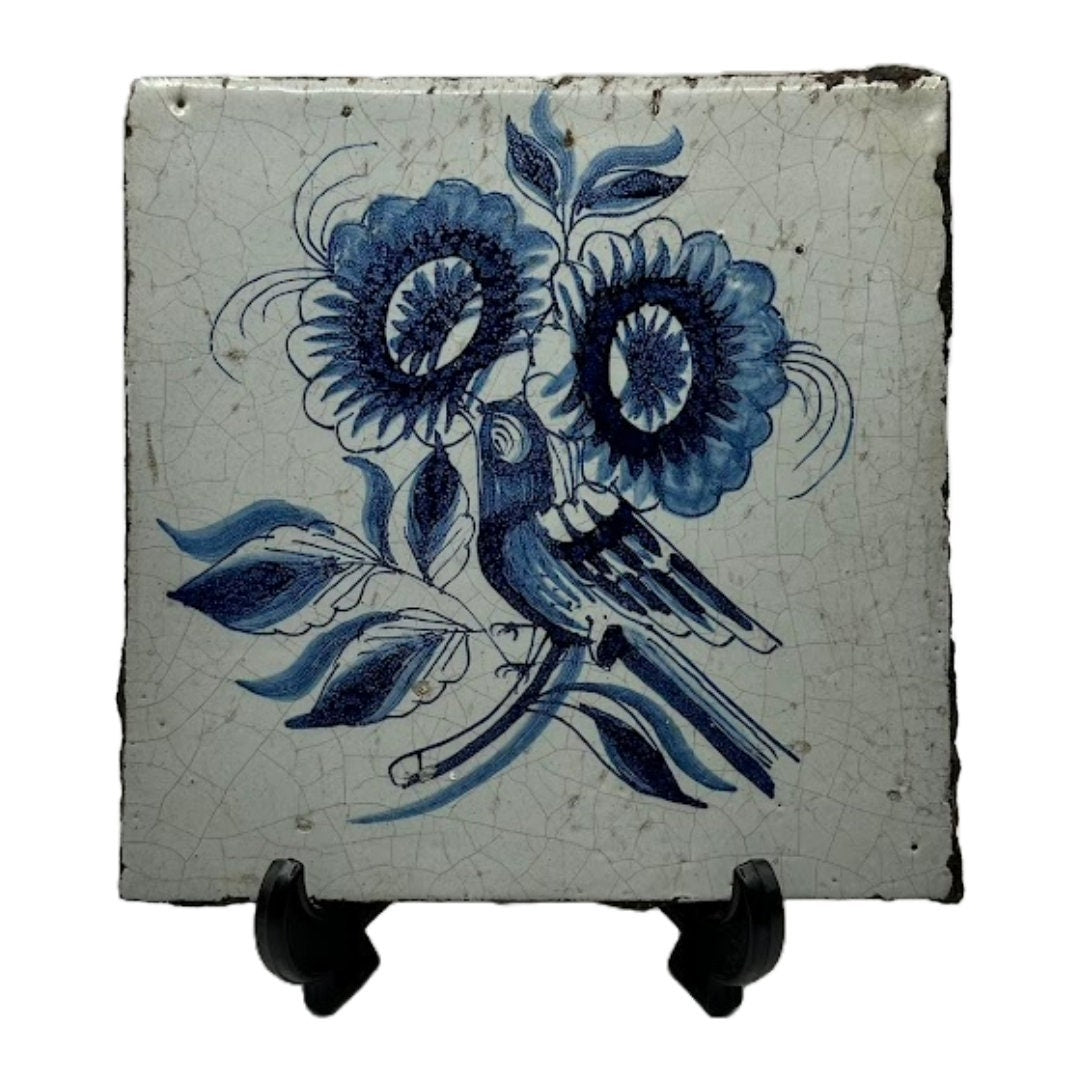Zeldzaam 17e-Eeuws Delftsblauw Tegeltje - Een Tijdloze Schat!