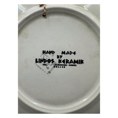Vintage Handgemaakt Keramisch Wandbord - Griekse Ambacht van Lindos Keramik
