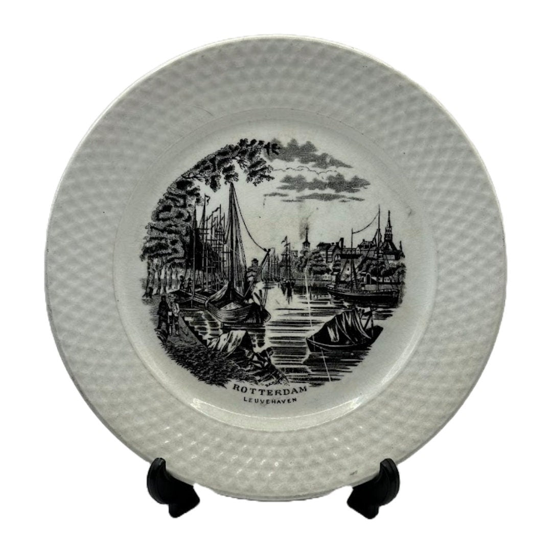 Vintage Nederlandse Havenstad Bordjes Set van 3 - Amsterdam, Rotterdam, Arnhem