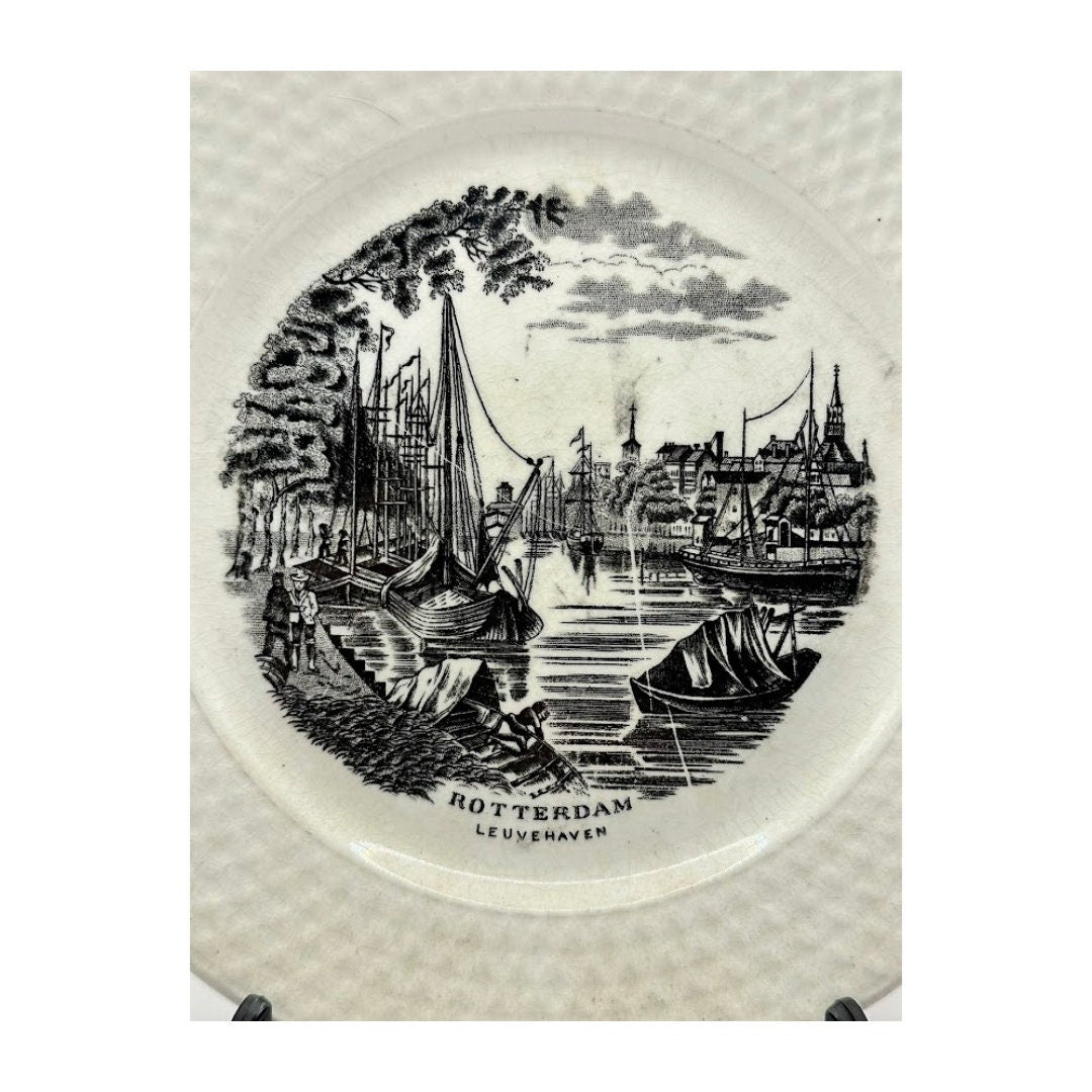 Vintage Nederlandse Havenstad Bordjes Set van 3 - Amsterdam, Rotterdam, Arnhem