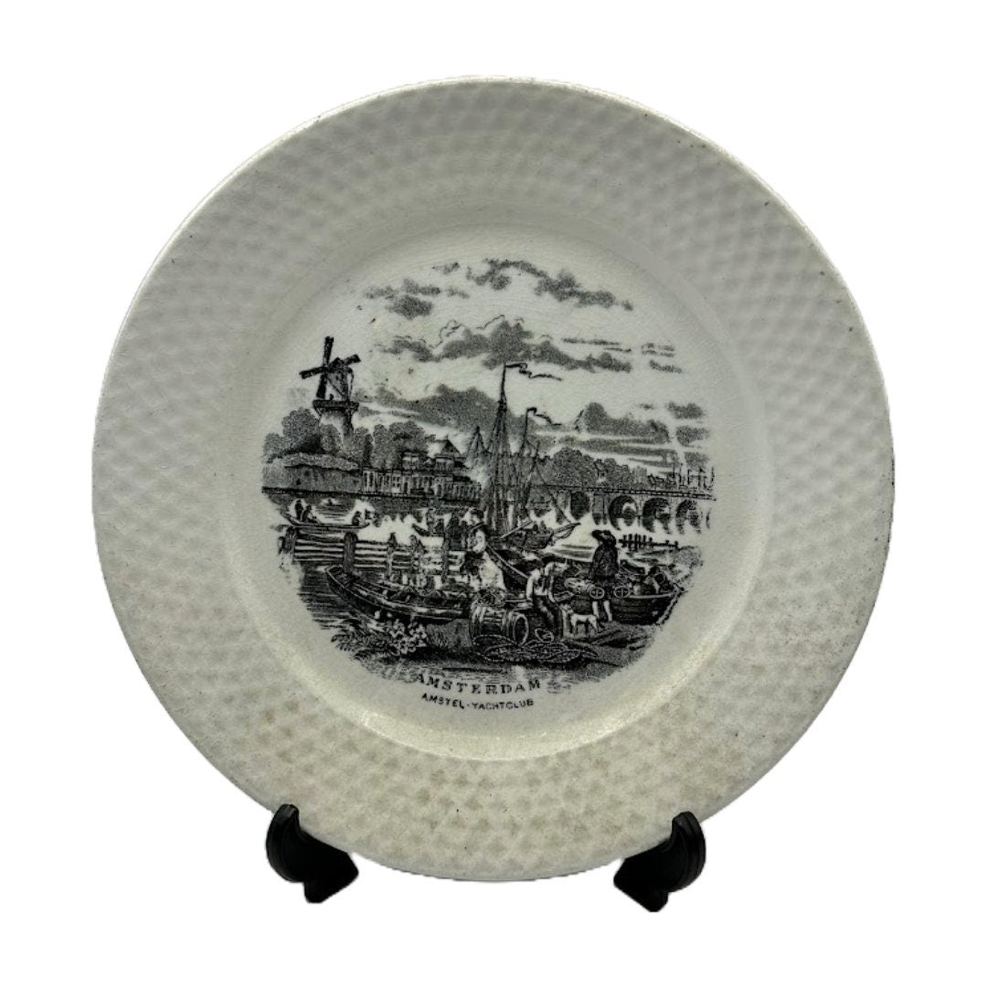 Vintage Nederlandse Havenstad Bordjes Set van 3 - Amsterdam, Rotterdam, Arnhem