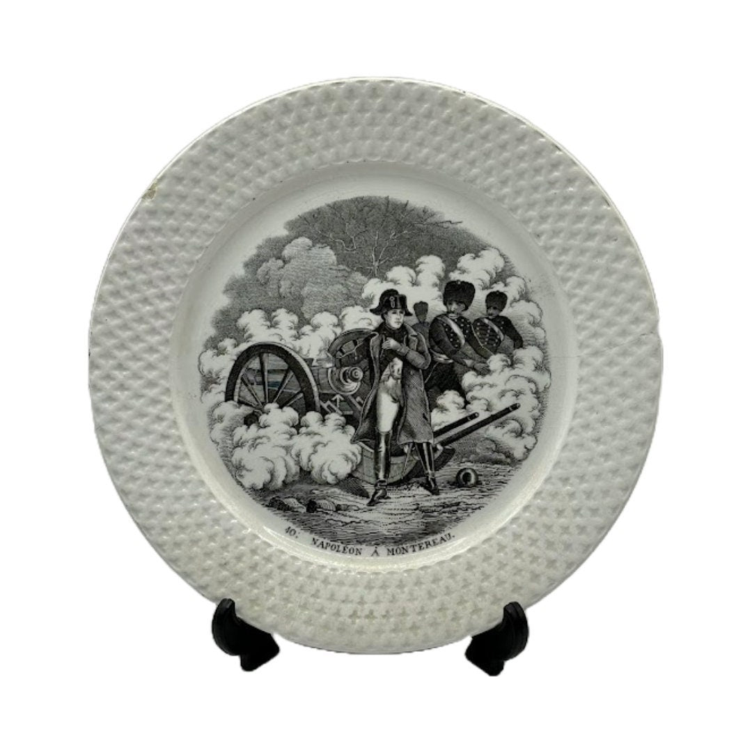 Vintage Société Céramique Maastricht Bordje - Napoleon Bonaparte bij de Slag van Montereau